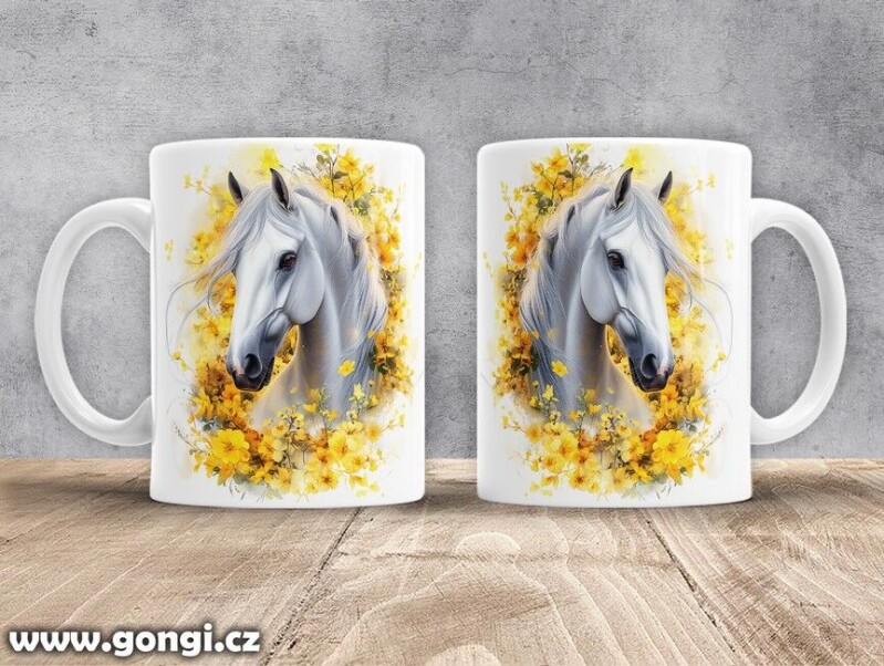 Hrnek - 0377 - Kůň žluté květy